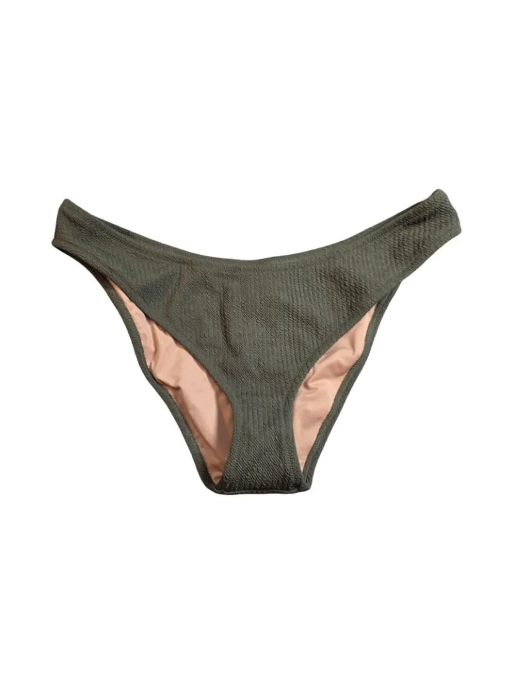 NWT Women's - J. Crew Green Textured Curved Waist Cheeky Bikini Bottom, Size XL